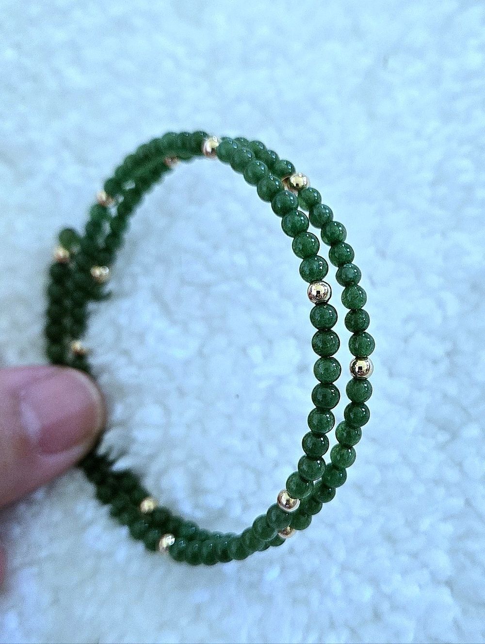 Green๐โJade and 14K Gold๐ Beads Wrap Bracelet - NWT - Picture 7 of 16